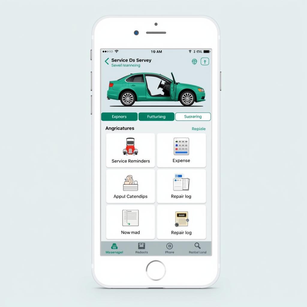 Car Maintenance App Interface on iPhone