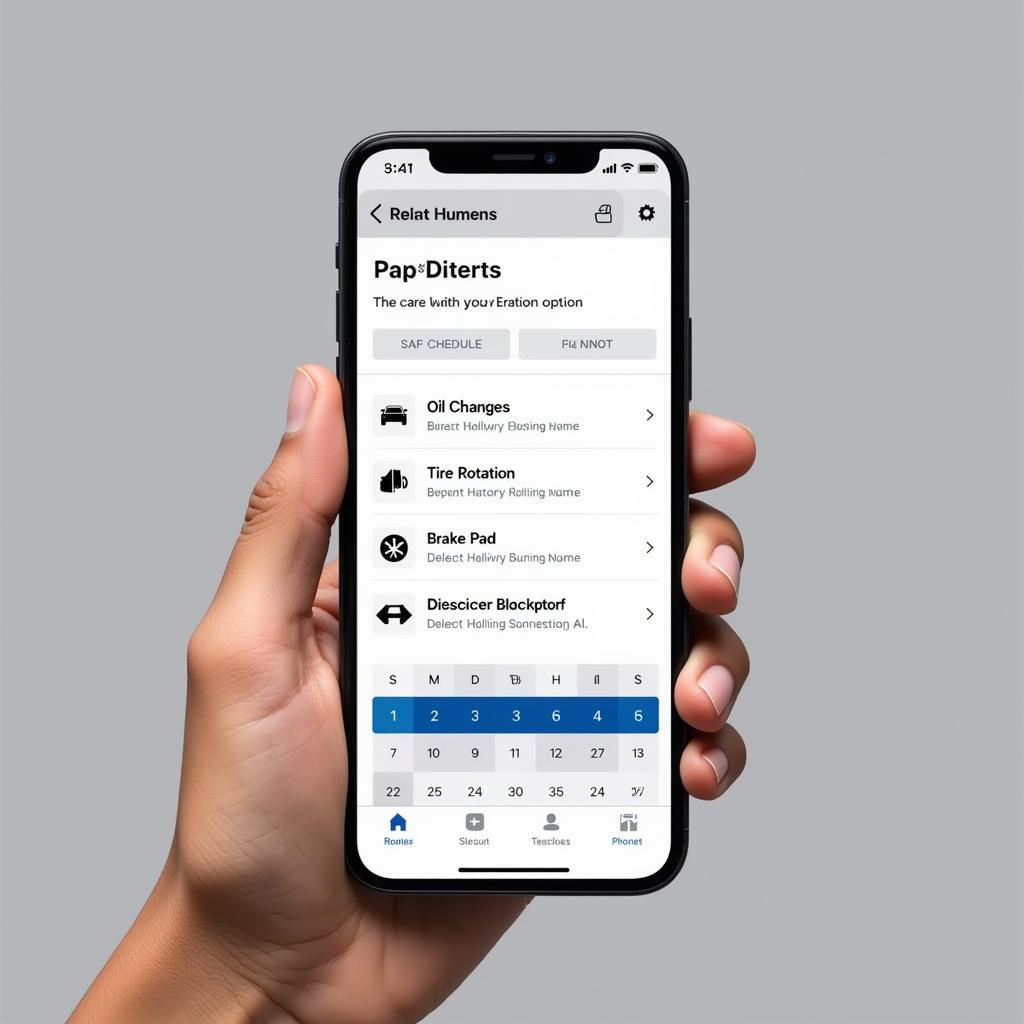 Car Maintenance App Scheduling Interface