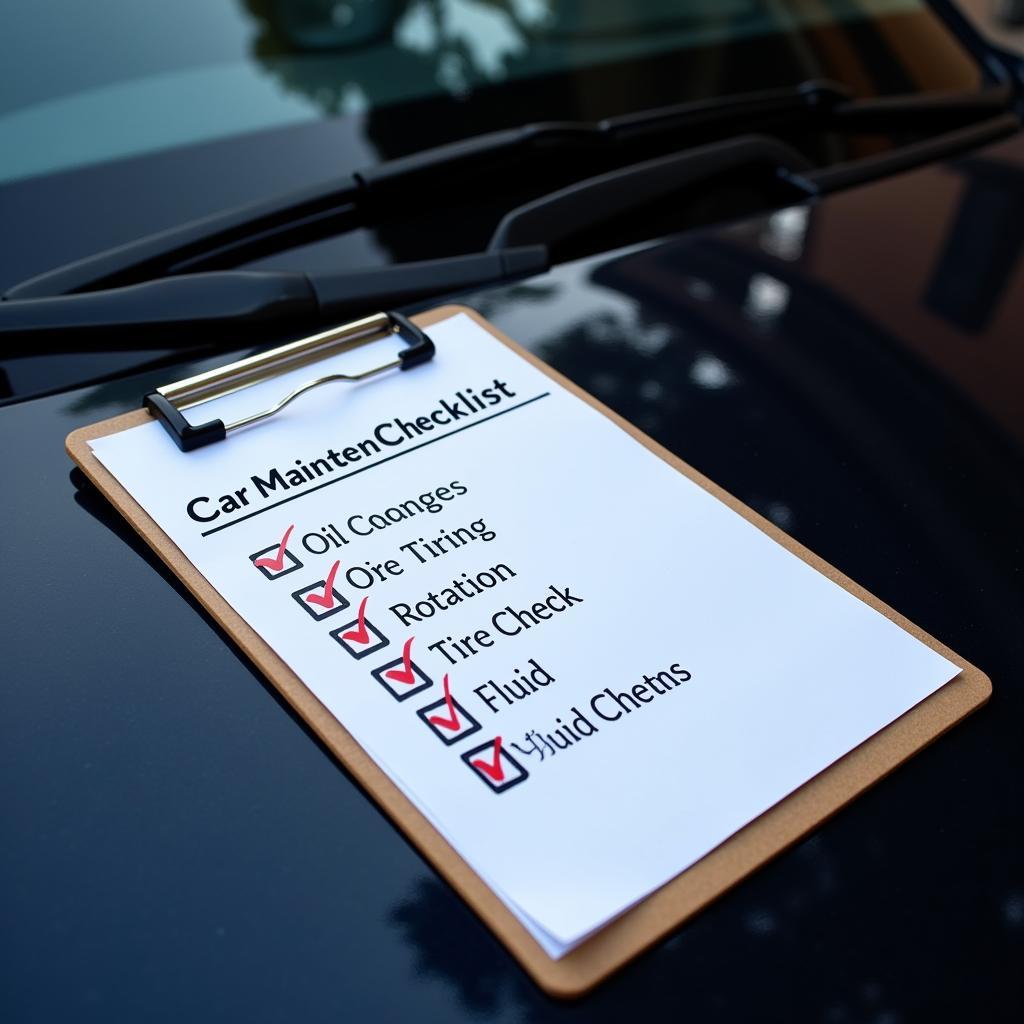 Car Maintenance Checklist on Clipboard