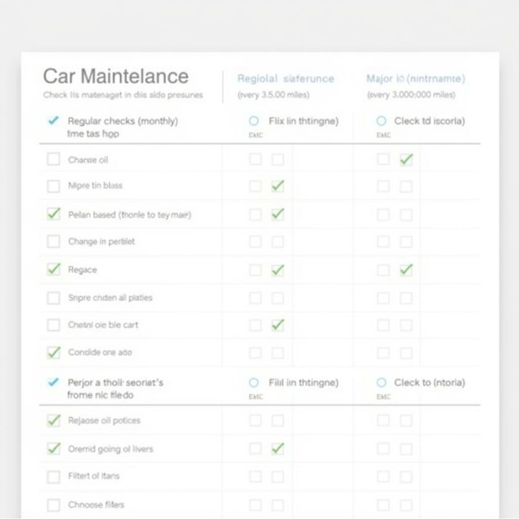 Car Maintenance Checklist Template