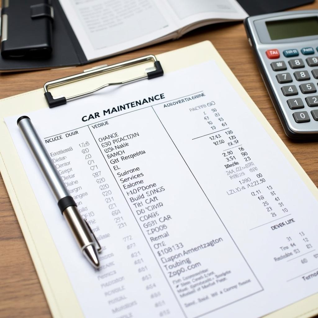 Organized Car Maintenance Records in a Folder