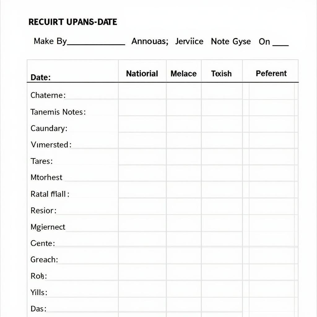 Example of a Car Maintenance Records Template