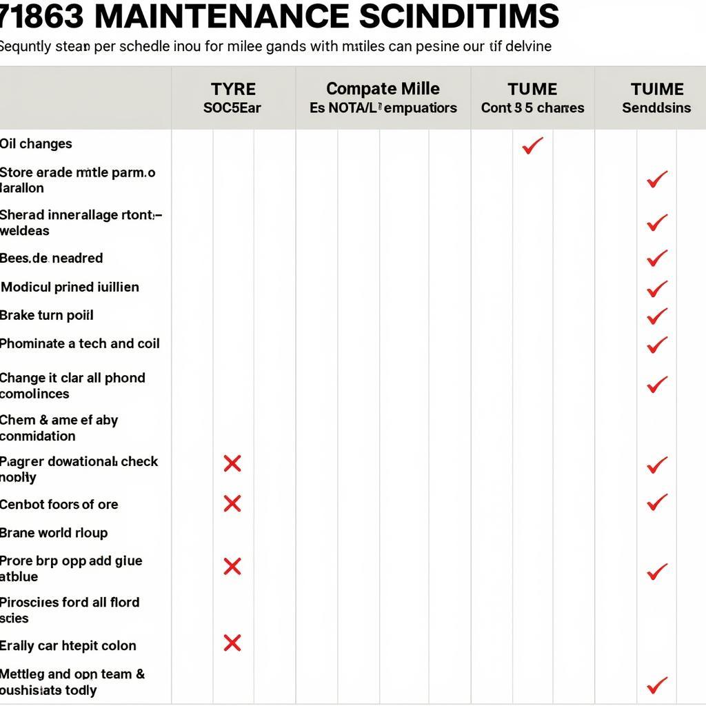 Car Maintenance Schedule Mileage Chart