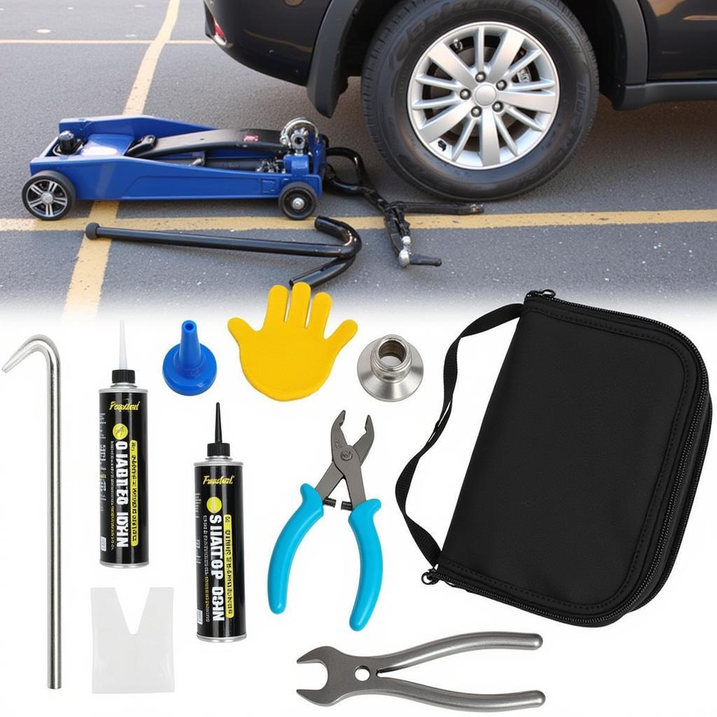 Car Puncture Repair Kit and Tools