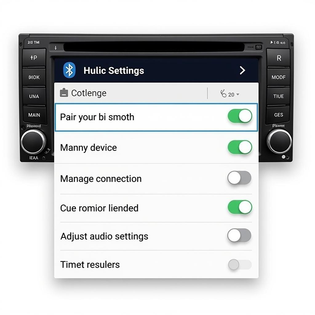 Navigating Car Radio Bluetooth Settings