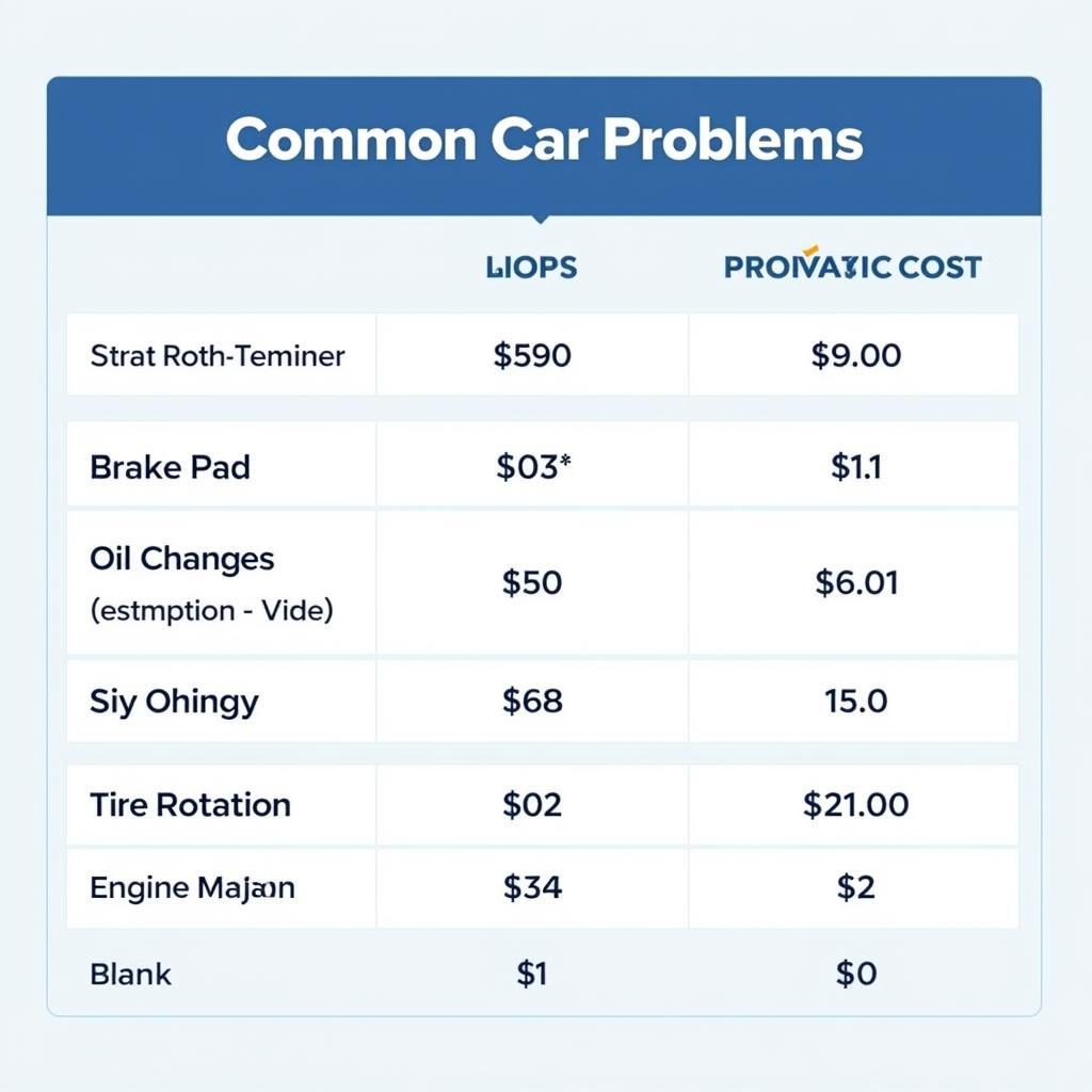 Common Car Problems and Estimated Repair Costs