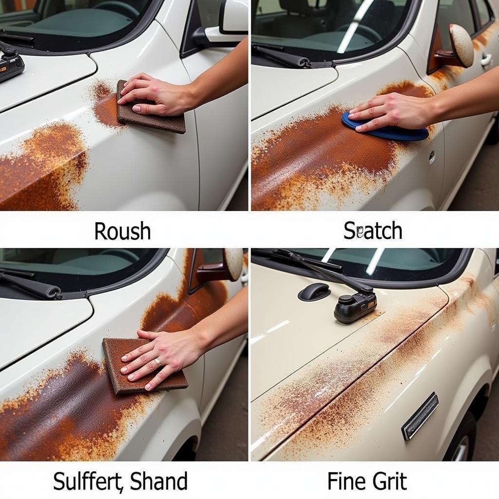 Car rust repair sanding process