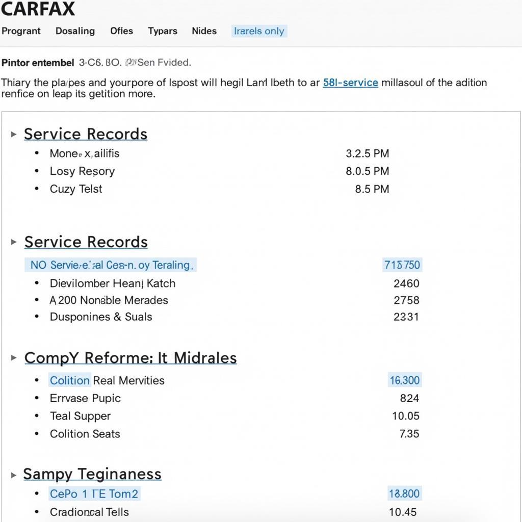 CARFAX Report Displaying Comprehensive Maintenance History