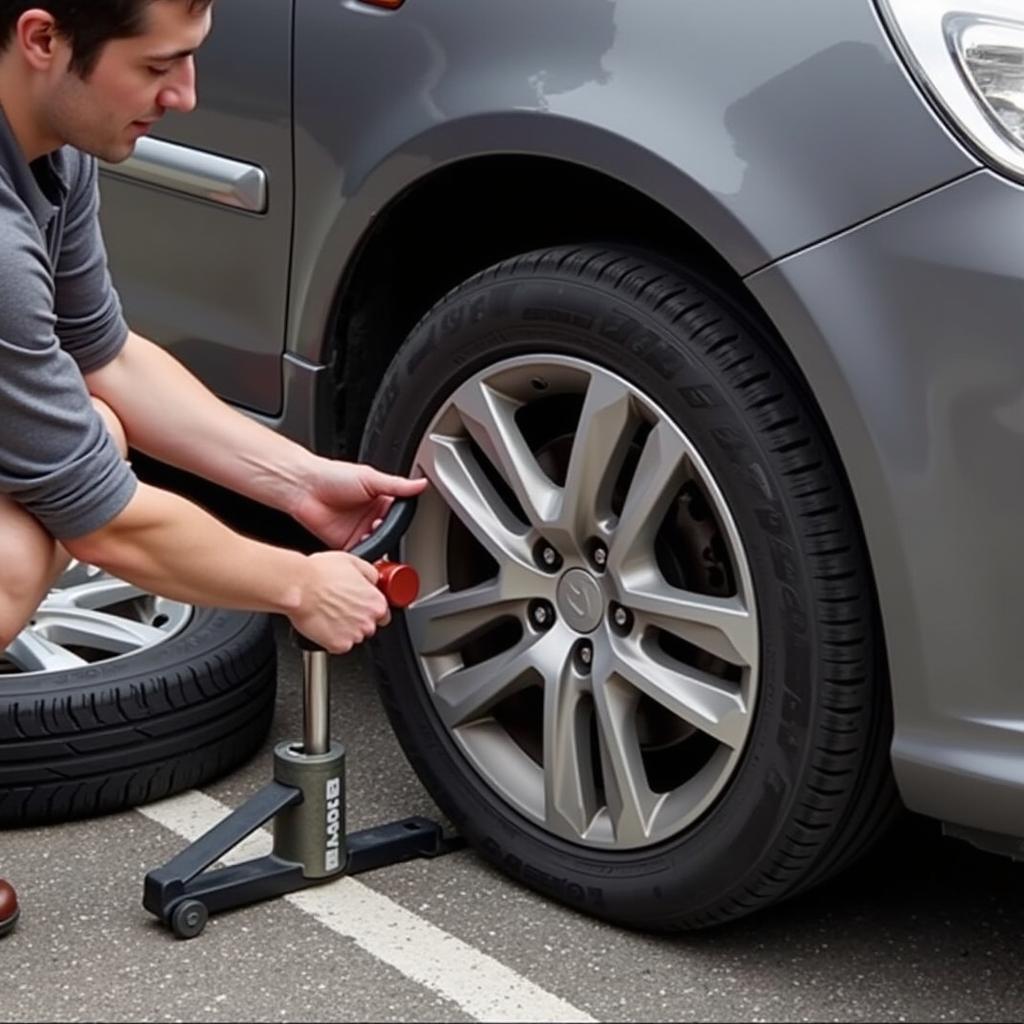 Changing a Tire with a Bubble