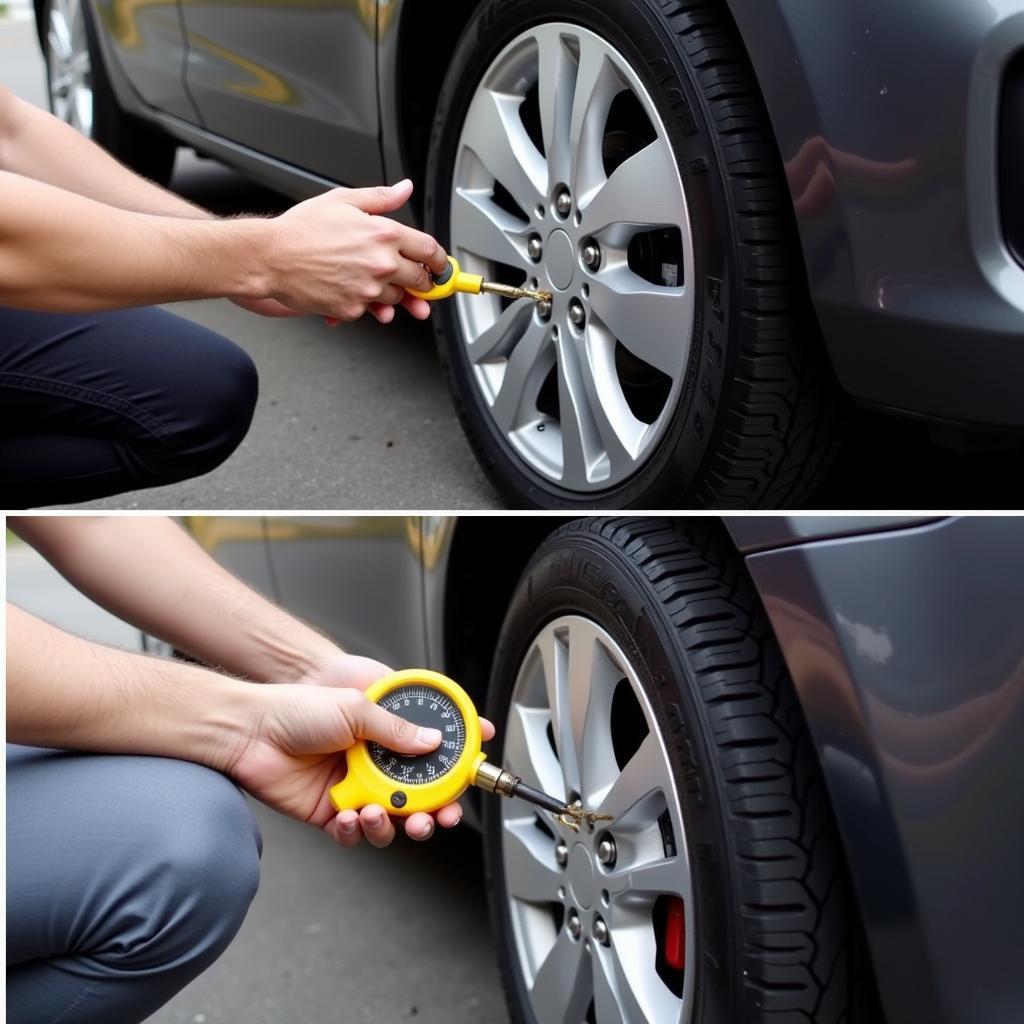 Checking Car Fluids and Tire Pressure