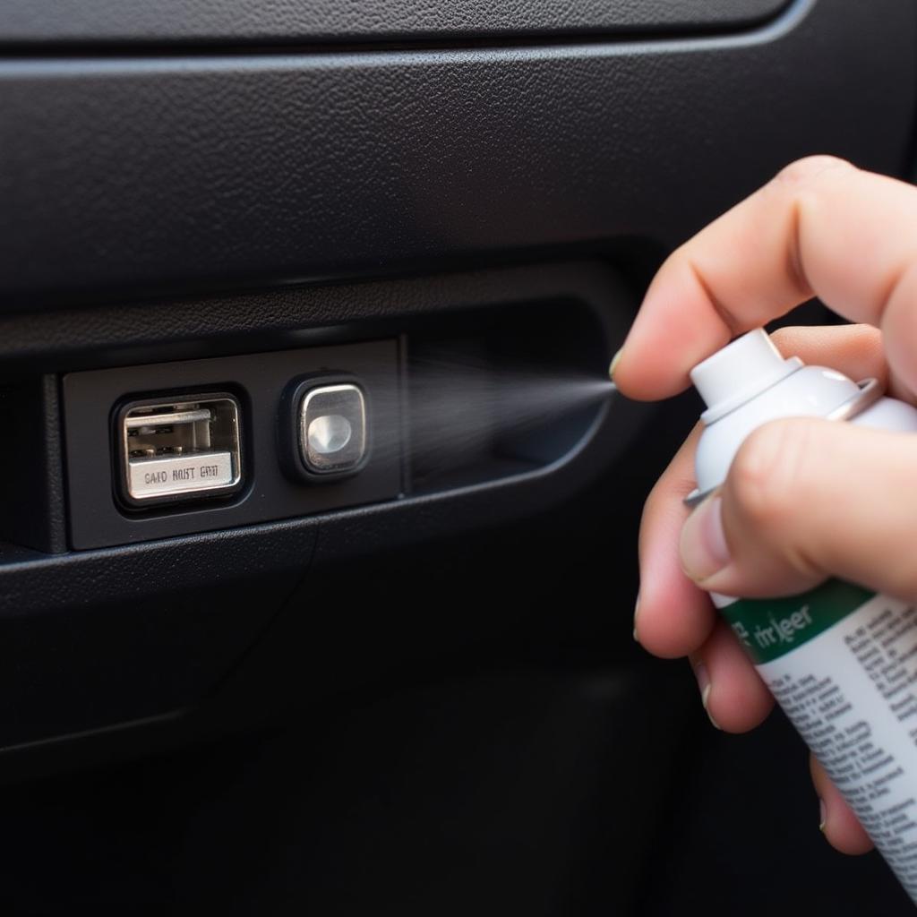 Cleaning Car Audio USB Port with Compressed Air