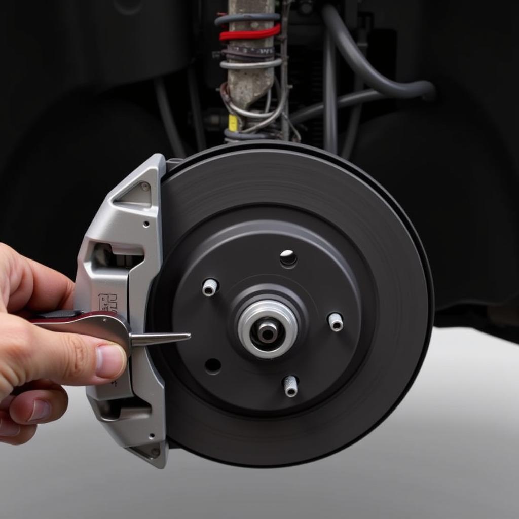 Inspecting brake system in Car Mechanic Simulator 2021.