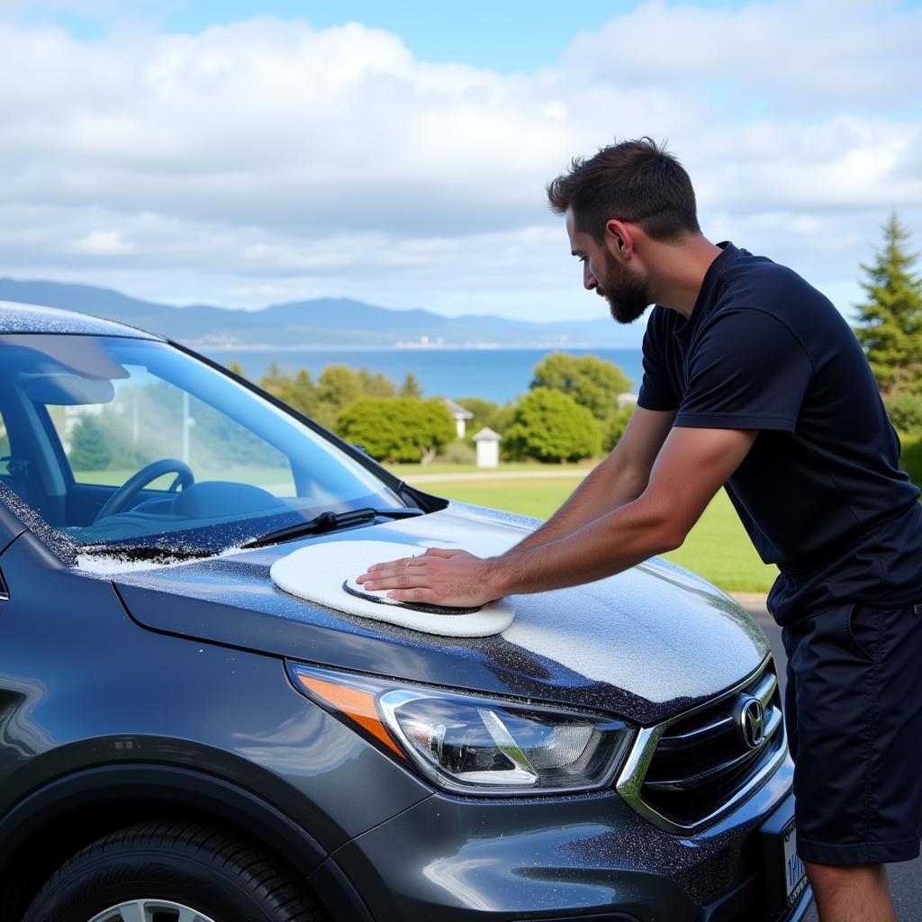 Waxing a Car in Coastal Maine