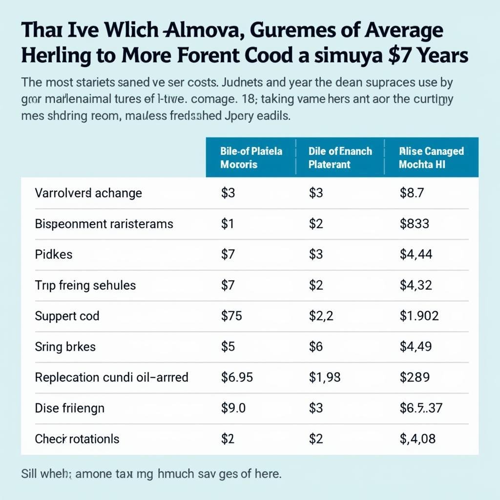 Comparing Maintenance Costs of Different Cars