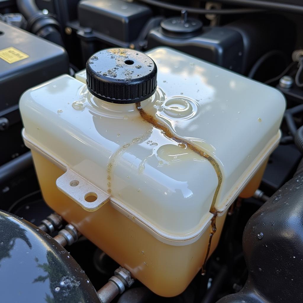 Cracked coolant reservoir causing a leak