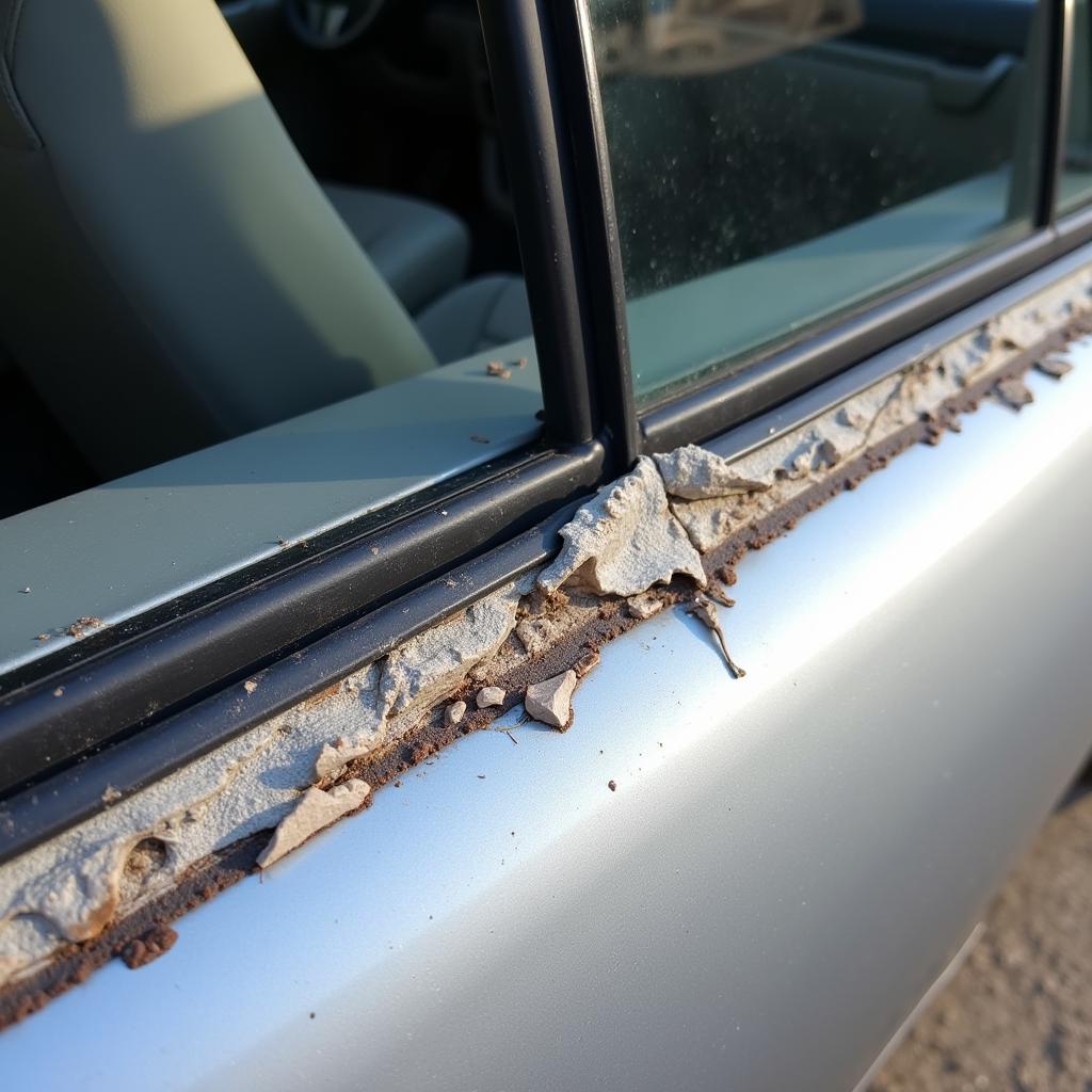 Damaged Car Weather Stripping