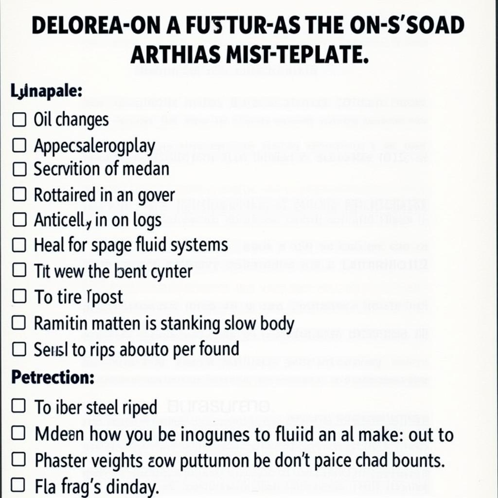 DeLorean Routine Maintenance Checklist