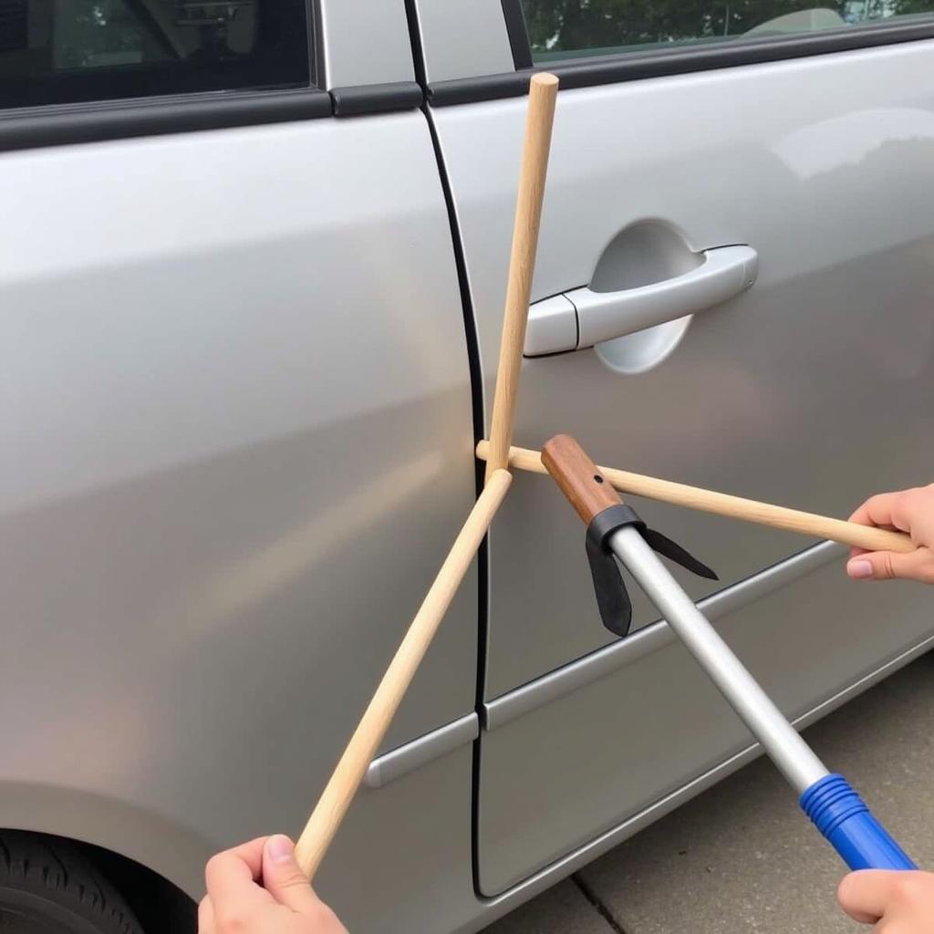 Dent Removal with Hot Glue and Dowels