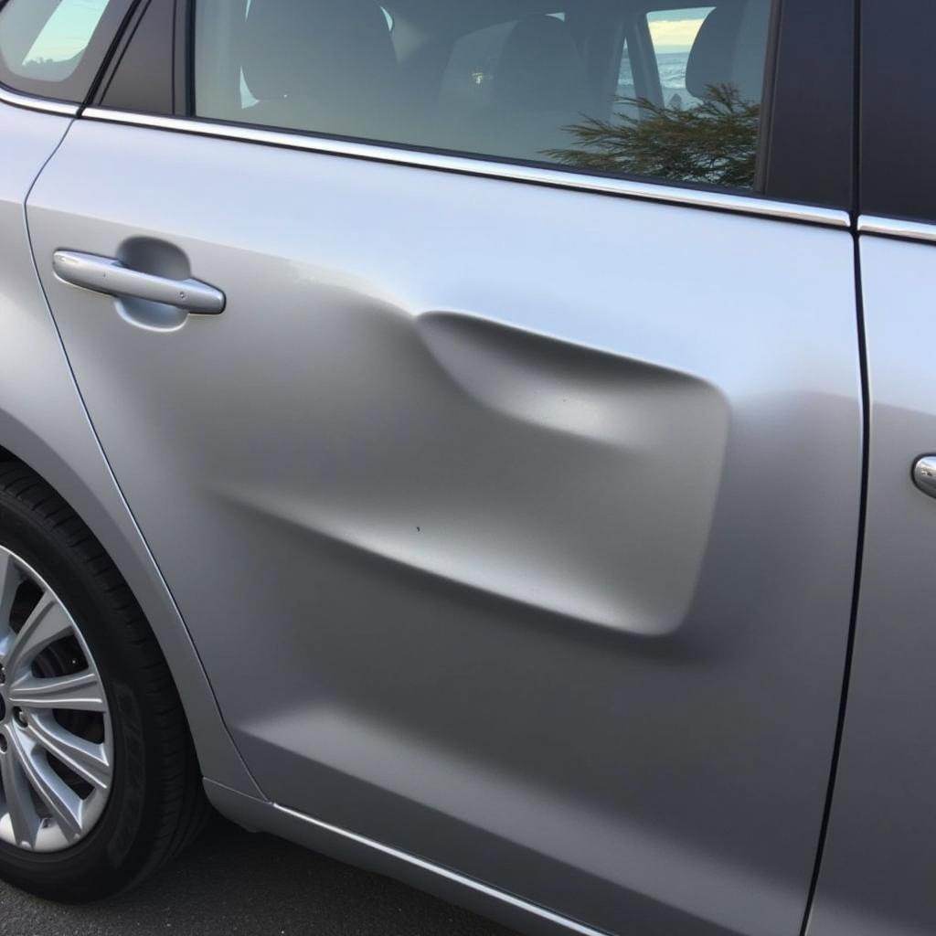 Example of a Dented Car Door