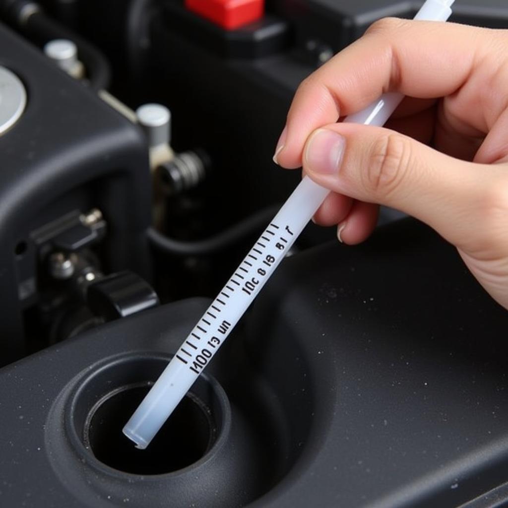 DIY Car Maintenance Tips: Checking the oil level in a car engine.