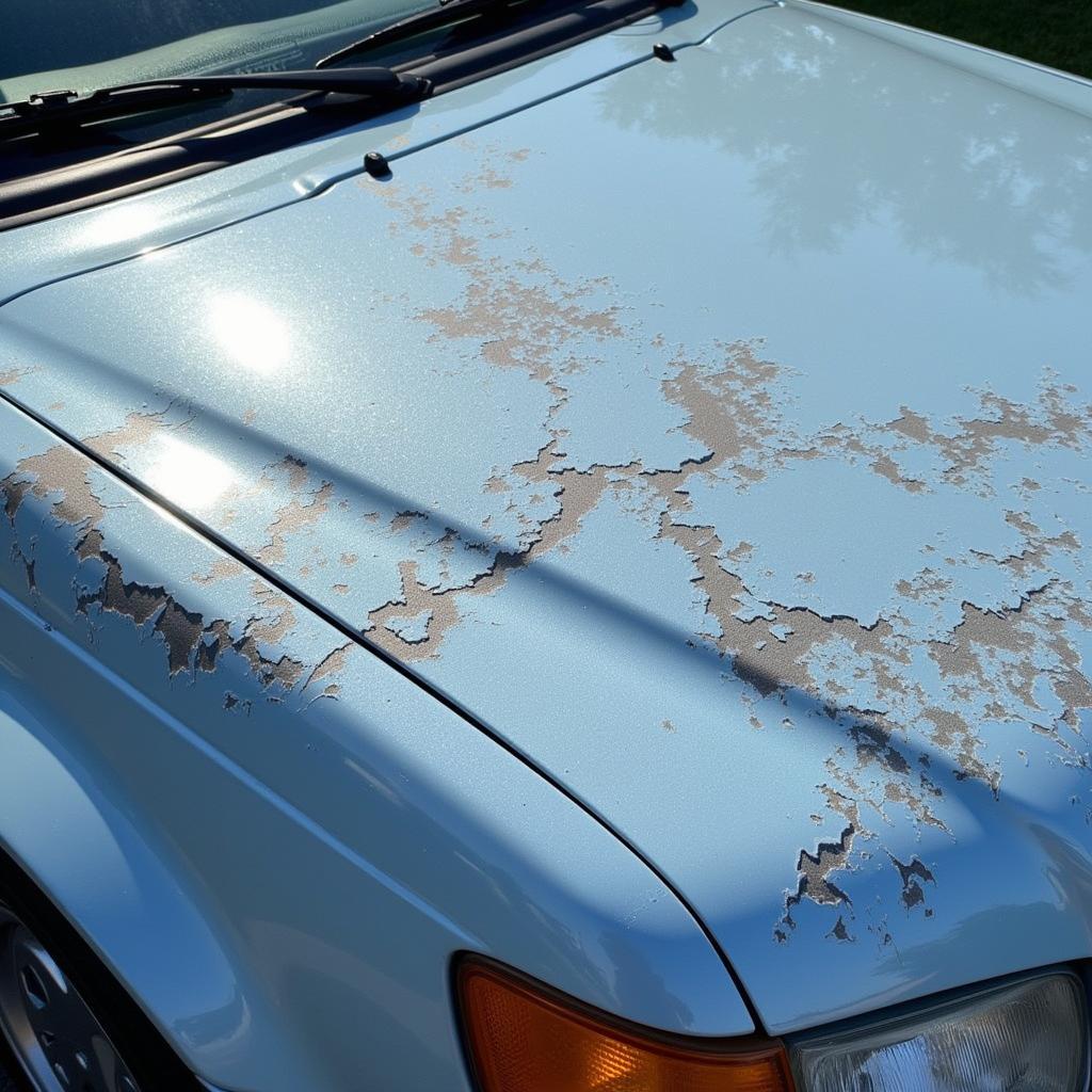 Car with Clear Coat Peeling Due to UV Damage