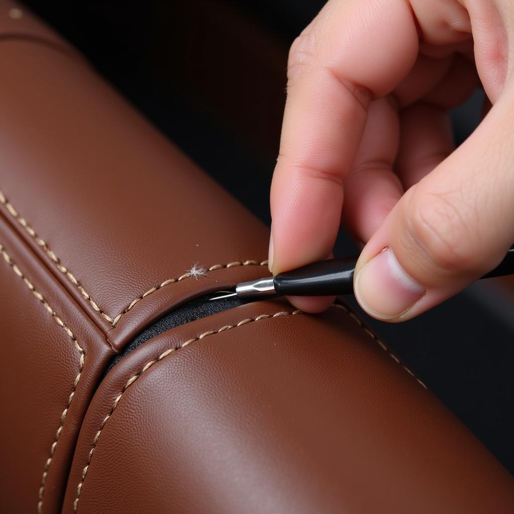 Fixing Torn Leather Car Seat Stitching