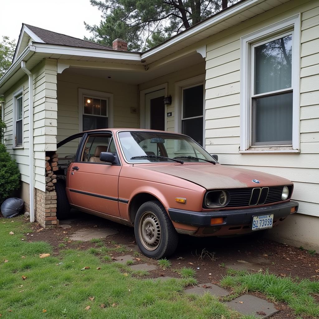 Fixer-Upper Car Crashed into House Damage