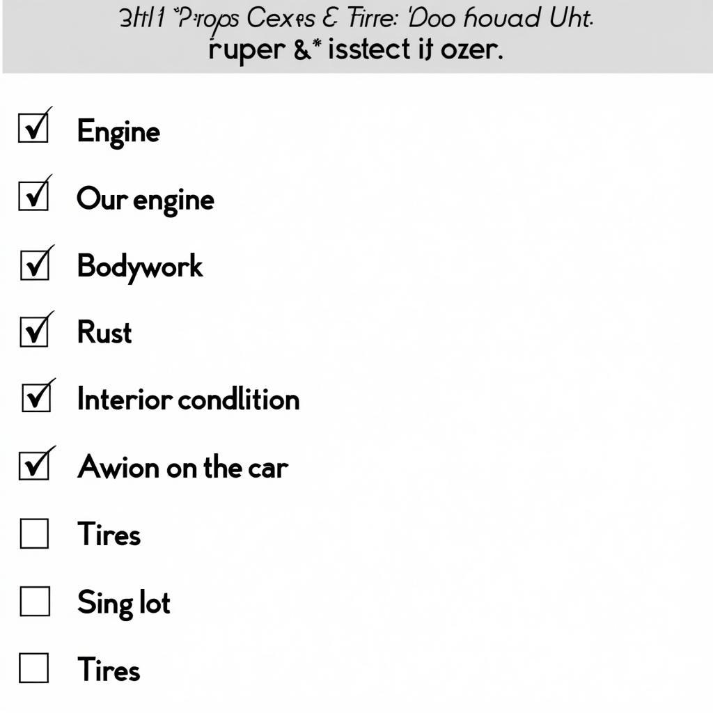 Fixer-Upper Car Inspection Checklist