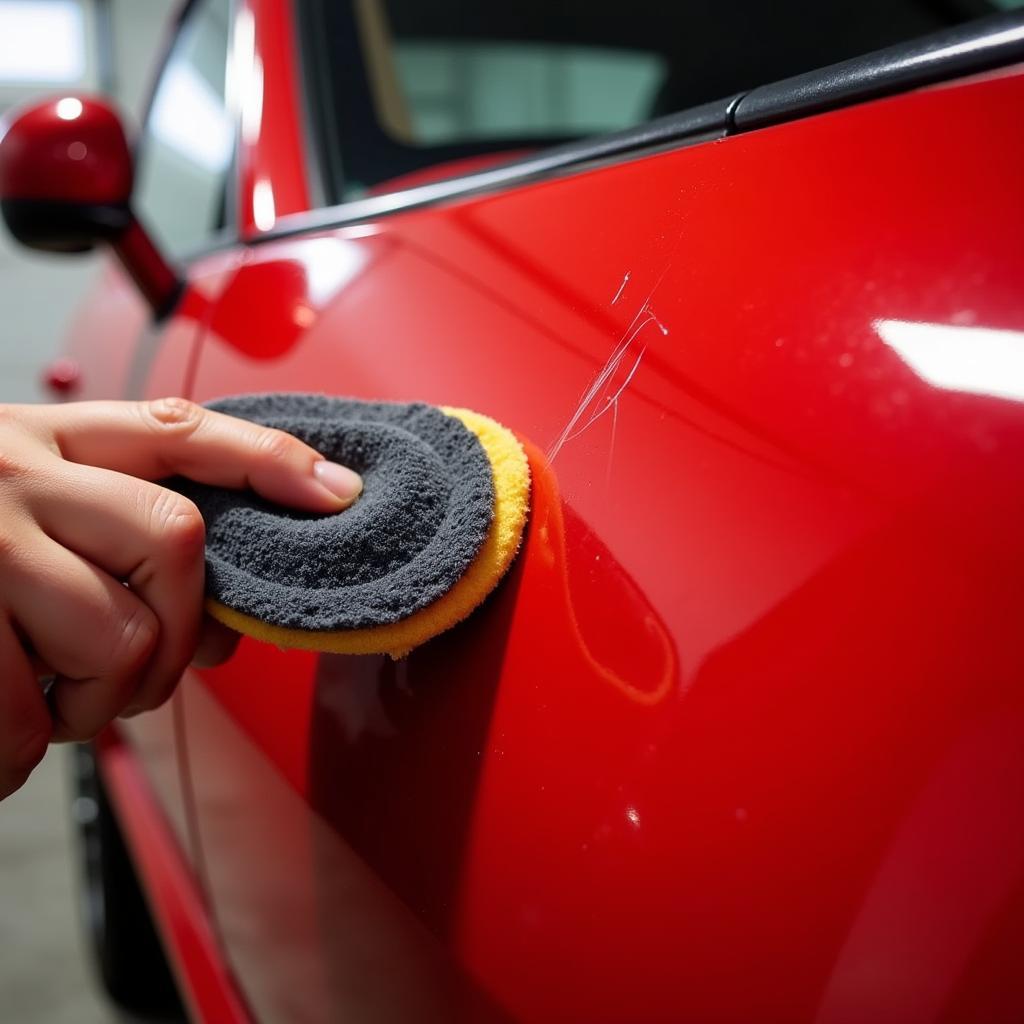 Fixing Minor Scratches on a Red Car Paint