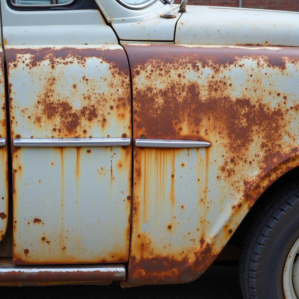 Before picture of a car with rust spots