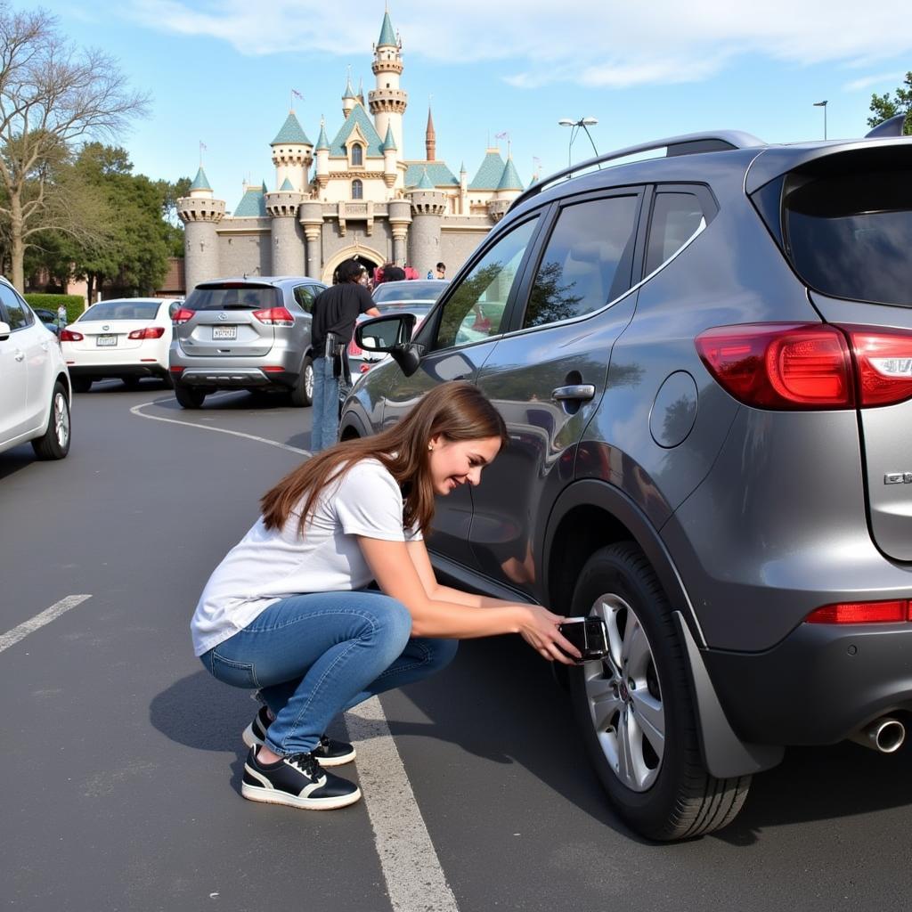 Changing a Flat Tire in a Disney Parking Lot