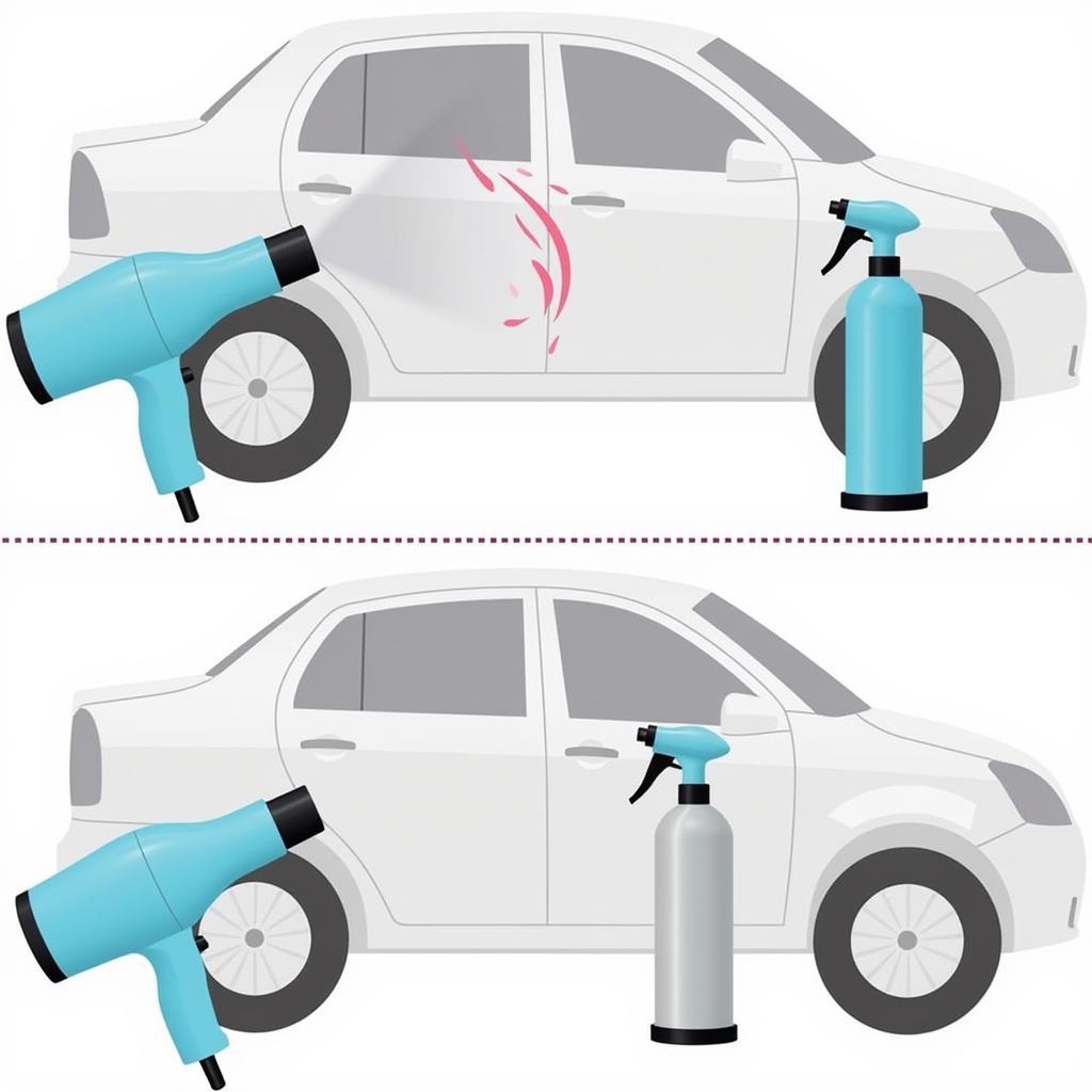 Using Hair Dryer and Compressed Air to Fix Car Dent