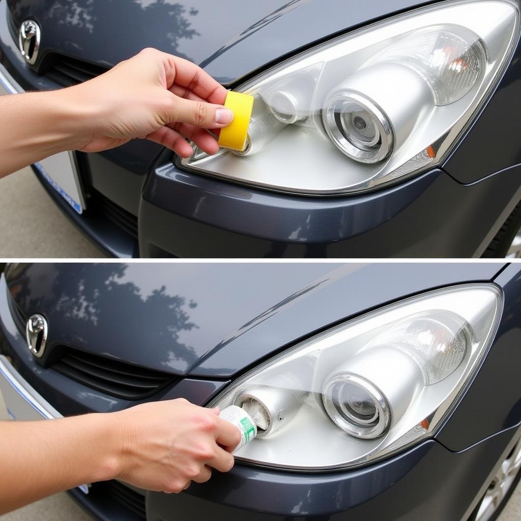 Applying a headlight restoration kit can effectively remove heavier oxidation and restore clarity.