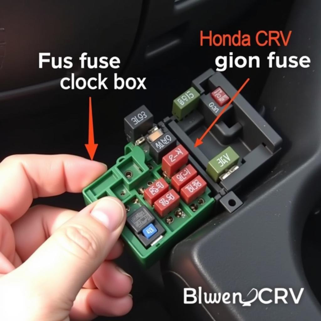 Checking the fuse box in a Honda CRV for clock malfunction.