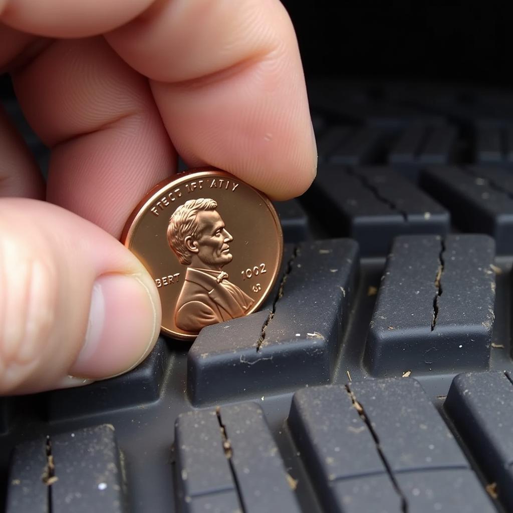 Inspecting Tire Tread Depth with a Penny