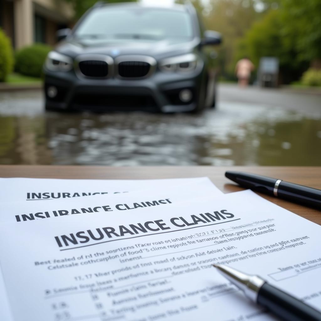 Insurance Claim Paperwork for Flooded Car