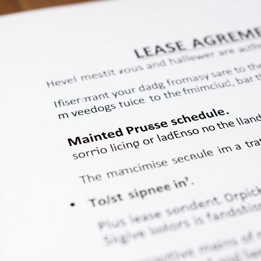 Lease Agreement Maintenance Schedule