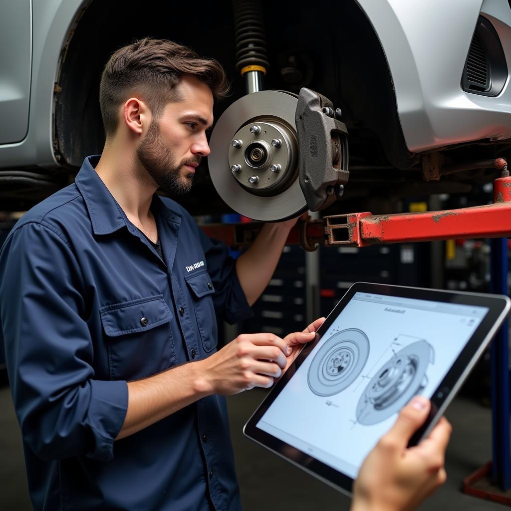 Mechanic Checking Brake Hardware Compatibility