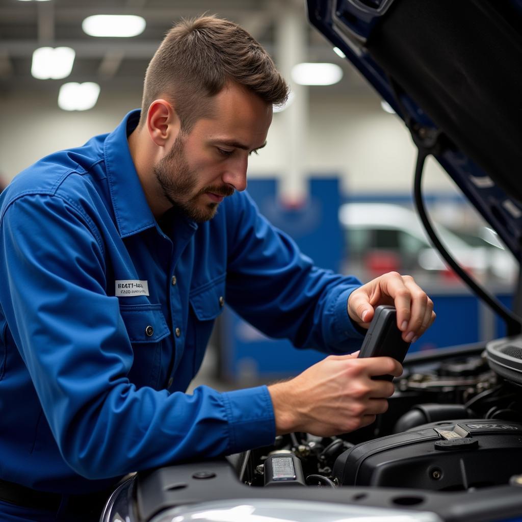 Mechanic Checking Car Engine