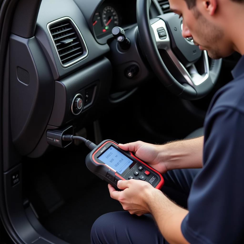 Mechanic Checking Car EPS System