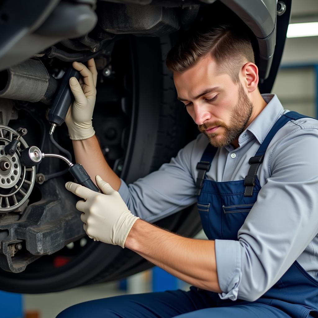 Mechanic Diagnosing Car Rattle