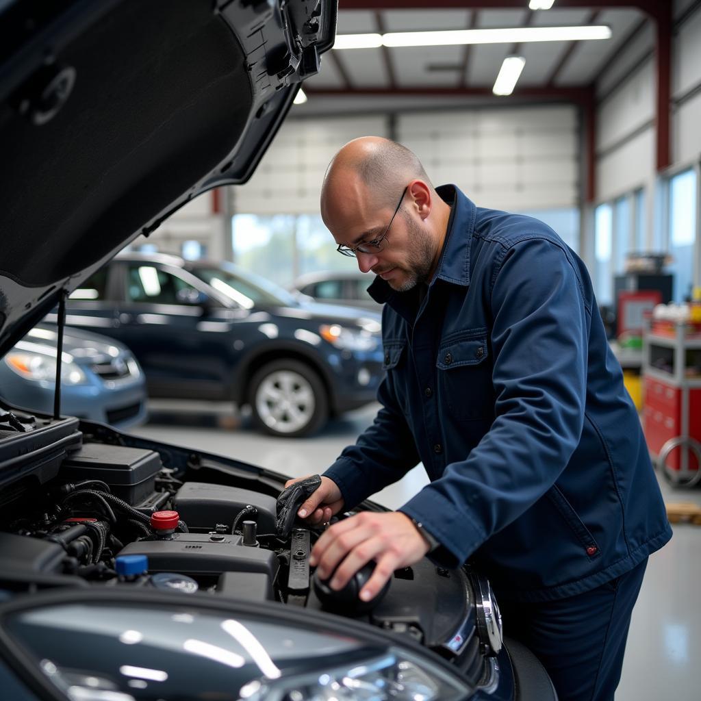 Mechanic Performing Car Inspection