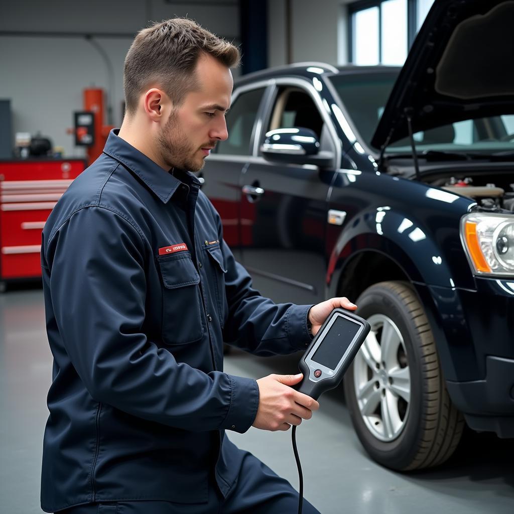 Mechanic Inspecting Car for Inspection Issues