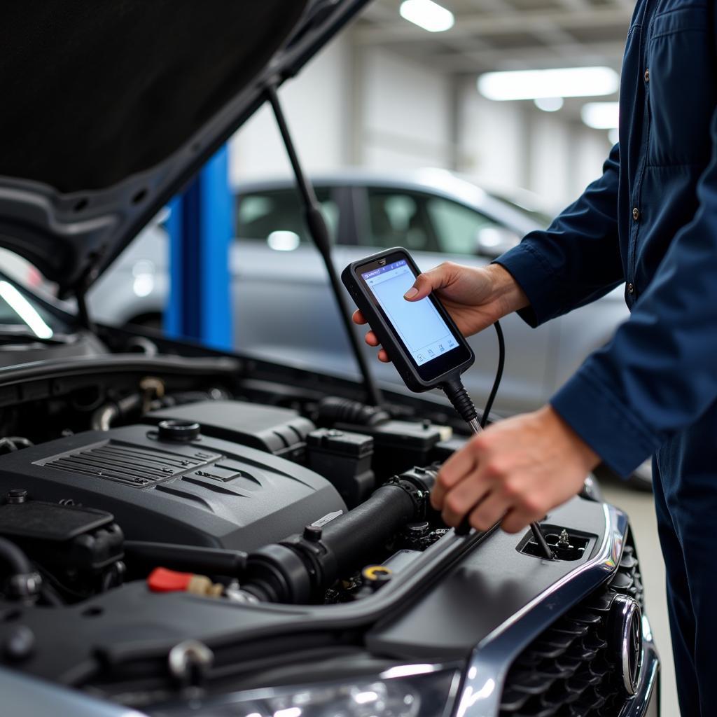 Mechanic Inspecting Car Engine