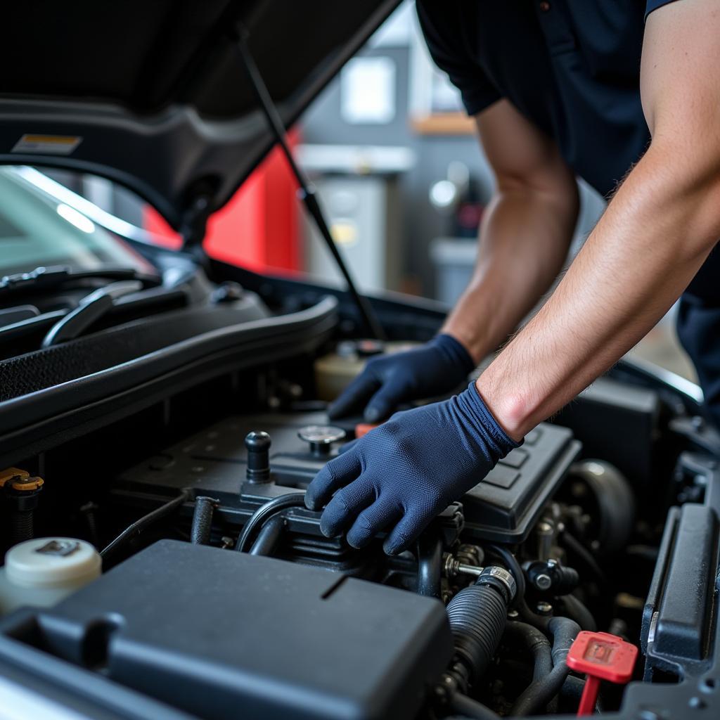 Mechanic Performing Car Maintenance