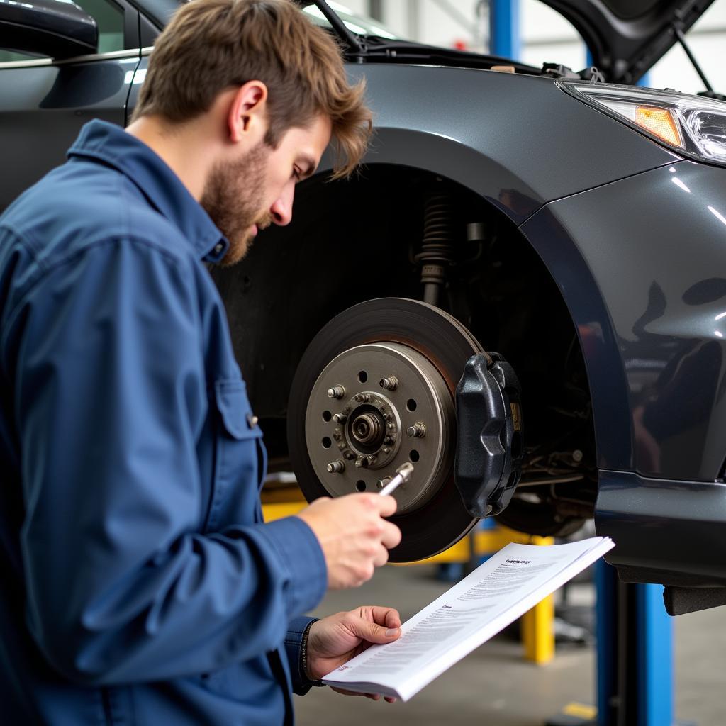 Mechanic Applying PBL to Fix Car Brakes