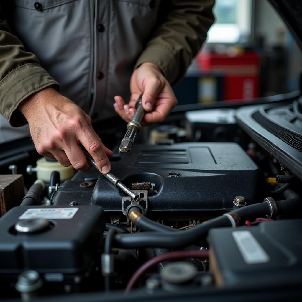 Mechanic Working on Car in Habibganj