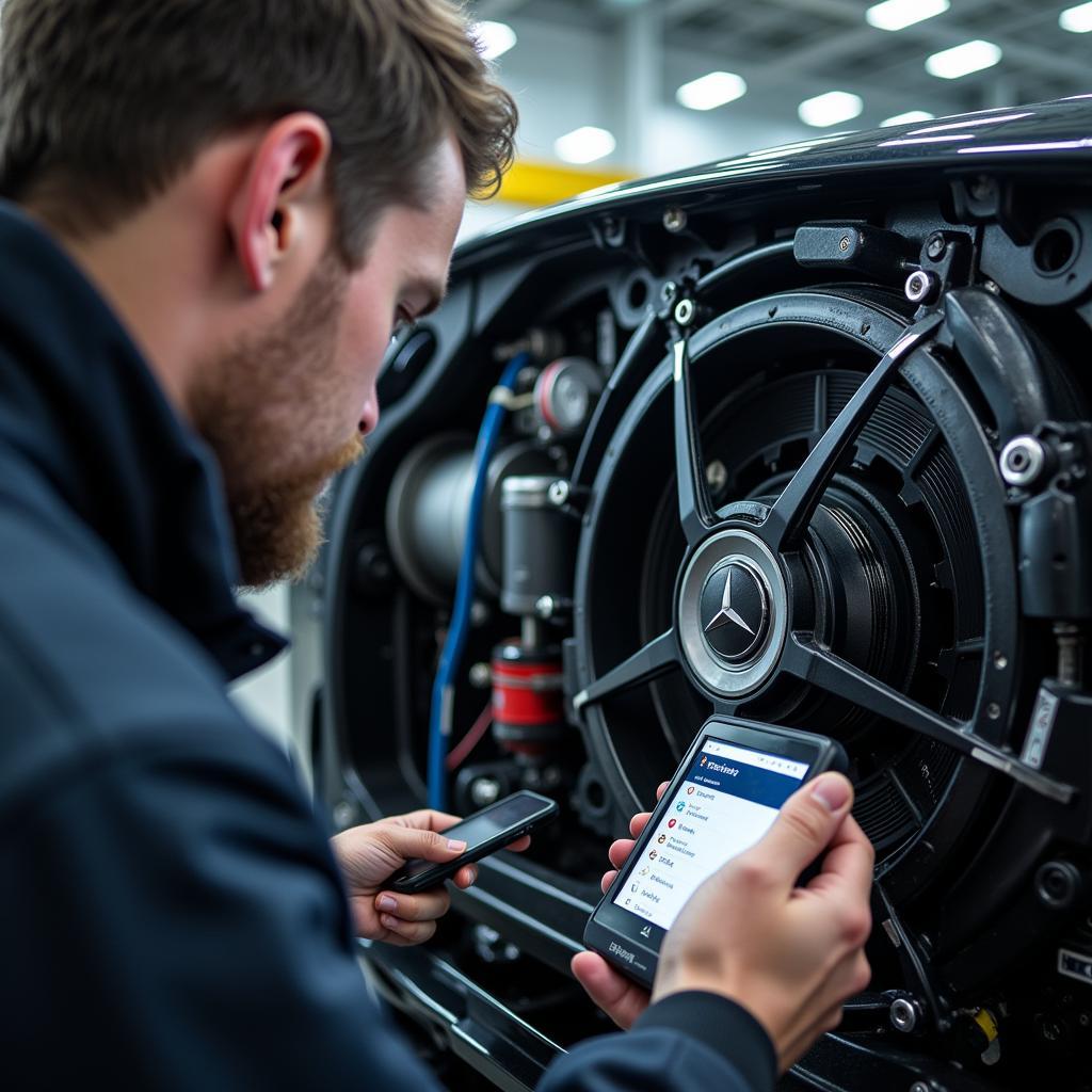 Mercedes Electric Car Motor Inspection