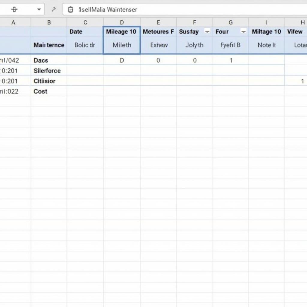 Multi-Car Maintenance Spreadsheet Template