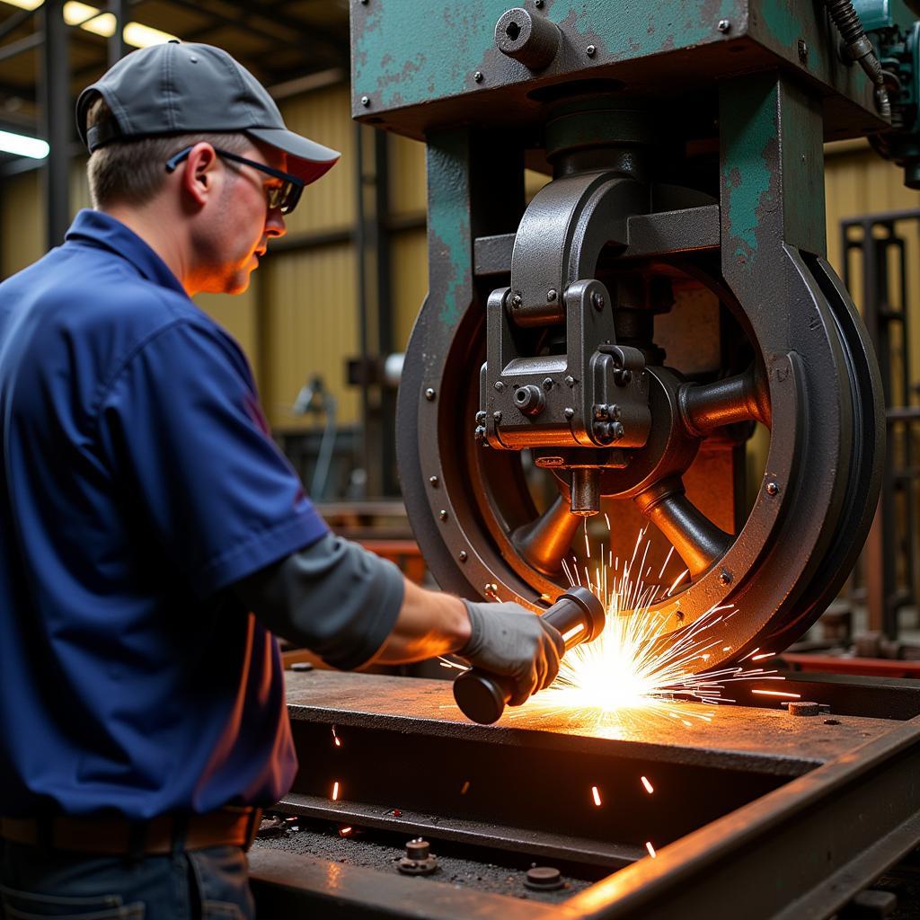 Rail Car Wheel Truing Machine in Operation